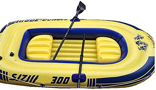 Aufblasbares Kajak-Angelboot, tragbar, 3 Personen, faltbar, Gummi, Entdecker mit Paddeln, gelber Wassersport