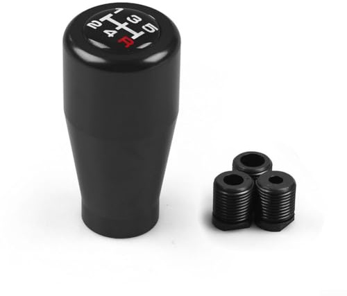 Feeshoppher 5-Gang-Schaltknauf mit Aluminium-Konstruktion, bequemer Griff und modernes Design für den Innenraum Ihres Autos (schwarz)