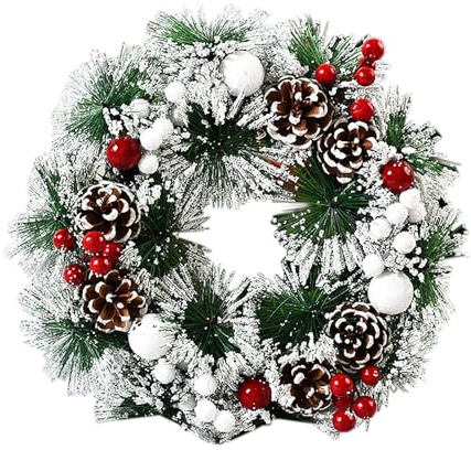 Weihnachtskranz, 30 cm Weihnachten deko für Tür Haustür Tisch türkränze Weihnachten außen künstlicher türkranz aussen deko tür außen haustür Kranz wandkranz Weihnachts adventskranz (Color, One Size)