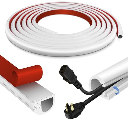 Canaleta Cables Pared Adhesivo Cubre Cables de Silicona Flexible canaletas para cableado Suelo (Blanco, 22mm×10mm×1m)