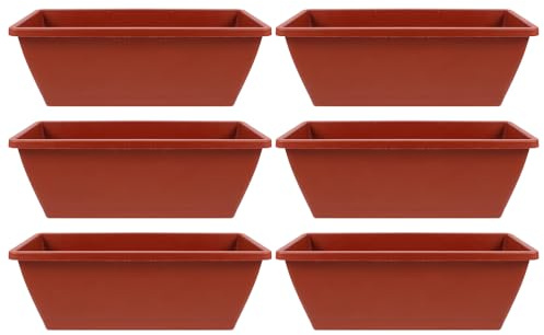BESTOMZ Vasi Grandi per Giardino e Balcone 6Pezzi Vasi in Plastica Rettangolari Fori di Drenaggio per Fioriere e Bonsai per Uso Esterno Dimensioni 43X18,5X13 CM Colore Carota