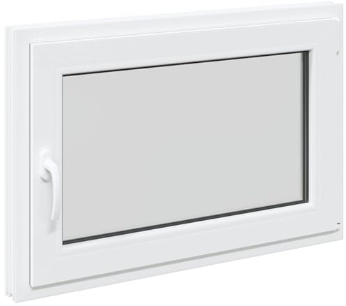 Källarfönster RISOR vit 90 x 60 cm PVC och glas, modern källarfönsterdesign, hållbar PVC-glaskonstruktion, energieffektiv, värmeisolering, ljudisolering, roterande funktion