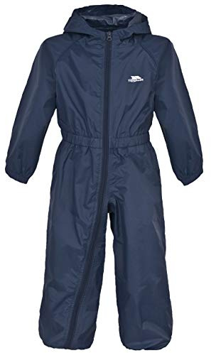 Trespass Unisex Babies Kids Rain Suit Button - Waterproof, Grown on Hood, Elasticated Cuffs and Ankles, Elasticated Side Waist, Full Body Length Zip