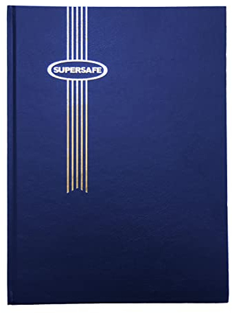 Supersafe Stamp Album Stockbook 8 Double Sided White Pages with Glassine Interleaves Blue Cover W 4/8