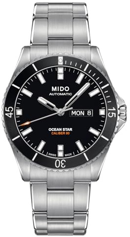 MIDO Ocean Star 200 - Orologio Automatico Svizzero Uomo - Cassa 42.5mm - Giorno/Data - Quadrante Nero - Bracciale Acciaio - M0264301105100