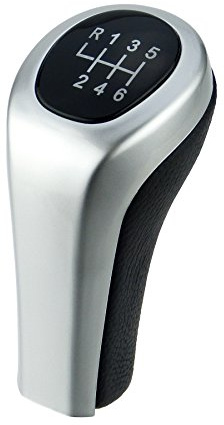 Schaltknauf für BMW 3er e36 e46 e90 e91 e92 e93 e39 e60 e61 X3 e83 - 6 Gang - Schwarz - Silber - Schalthebel - Hebel Knauf für Gangschaltung - Handschalthebel für manuelles Schaltgetriebe - A276-1