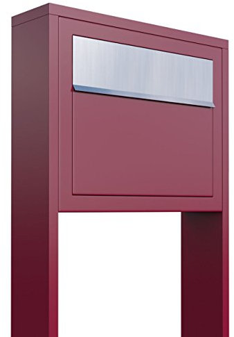 Standbriefkasten, Design Briefkasten Elegance Stand Rot/Edelstahl - Bravios