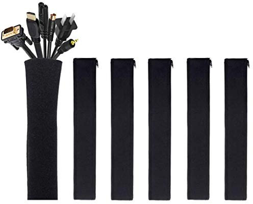 [6 Pack] JOTO Cable Management Sleeve Cord Management System for TV/Computer/Home Entertainment, 19-20 Inch Flexible Cable Sleeve Packaging Cover Organizer - Black, JT-08362256