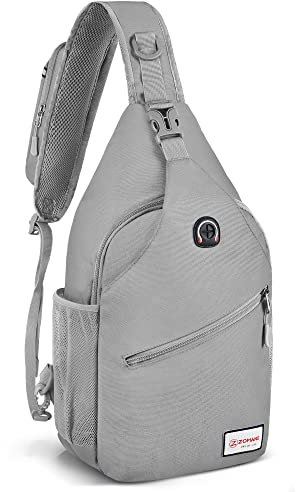 ZOMAKE Small Shoulder Backpack Water Resistant Travel Backpack Anti-theft Chest Bag for Hiking (Grey)