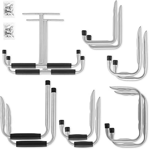 Navaris Garagenhaken Set 12tlg. - Haken für Wand und Decke - Halterung für Leiter Fahrrad Kajak - Wandhaken Garage - Decken- und Wandhalterung