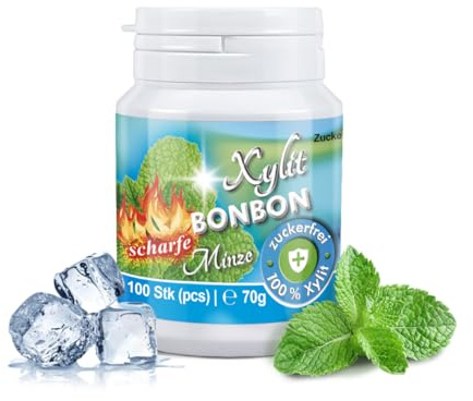 Xylit Bonbon Sauberer Atem mit Frischer Minze, 300 Xylitbonbons zuckerfrei | Keine Chance für Karies & Plaque: zuckerfrei für angenehmen Atem - minzig, zahnfreundlich, vegan & ohne Aspartam - 3 Dosen