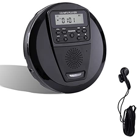 ZXNQ Lettore CD Portatile per Auto, Piccolo Lettore CD Walkman Ricaricabile, con Auricolare, Funzione Anti-Salto, A-B, Uscita AUX
