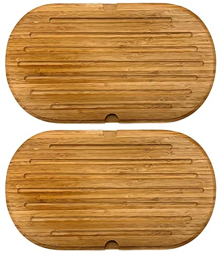 2x Brotschneidebrett mit Krümelrillen aus Bambus 37 x 21 cm Schneidebrett Küchenbrett Holz Schneide Brett Servierbrett Brettchen