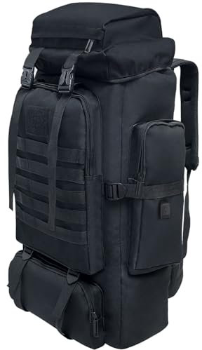 Ogetok 80L Camping-Wanderrucksack, Großer Survival-Jagdrucksack Herren, wasserdichter taktischer Rucksack für Herren und Damen, leichter Molle-Militärrucksack für Outdoor-Reisen, Schwarz