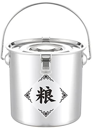Stainless Steel Rice bucket with handle, Food Storage dispenser, 5kg~25kg Airtight Containers, for Kitchen & Pantry Storage of Flour or other Bulk, Dry Food (Color : Silver, Size : Capacity 20kg)