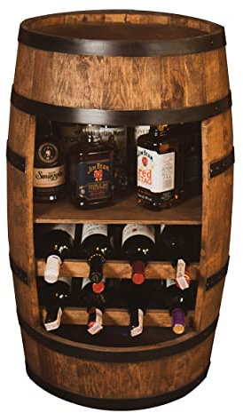 CREATIVE COOPER Weinschrank mit Regal und Weinliege - Retro Weinregal - 80 cm x 50 cm - Erlenholz Fassbar - Farbe wenge