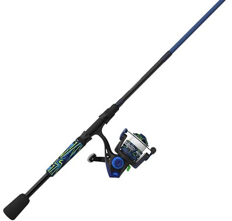 Zebco Roam Spinnrolle und Angelrute Combo, 1,8 m Fiberglasrute, geteilter ComfortGrip-Griff, Größe 20, wendbares Retrieve, blau/grün