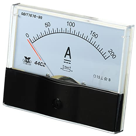 YOKIVE Analogico Pannello Amperometro, 44C2/200A Ampere Metro Corrente Tester, Ottimo per Ufficio, Arte, Casa, Giornalmente Utilizzo (DC 0-200A)