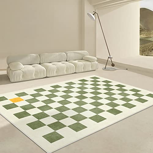 Tappeti Design Teppich rutschfest waschbarer 80 X 200 cm Einfaches grasgrünes Mosaik für Balkon Terrasse Wintergarten, Küche Esszimmer 80 * 200cm
