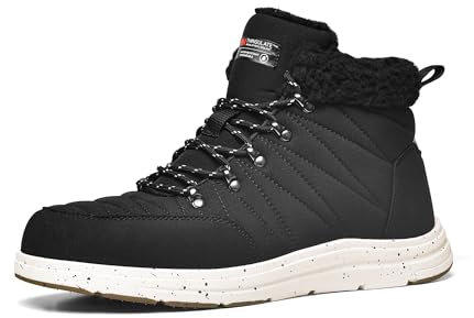 Bruno Marc Stivali da Neve Uomo Inverno Impermeabili Trekking Scarpe Outdoor Stivali alla Moda Basso Scarpe da Neve,Size 44,Nero,SBSB2311M