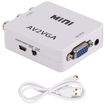 Convertisseur VGA vers Vidéo, Adaptateur Composite AV vers VGA 480P, Convertisseur Audio-vidéo pour Décodeur TV