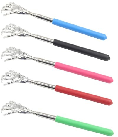 CYIOU 5 Piezas Back Scratcher Acero Inoxidable Rascador Espalda Rascador de Espalda Telescópico de 21cm a 57cm Para Rascarse la Espalda y la Cabeza para Aliviar el Picor (5 Colores)