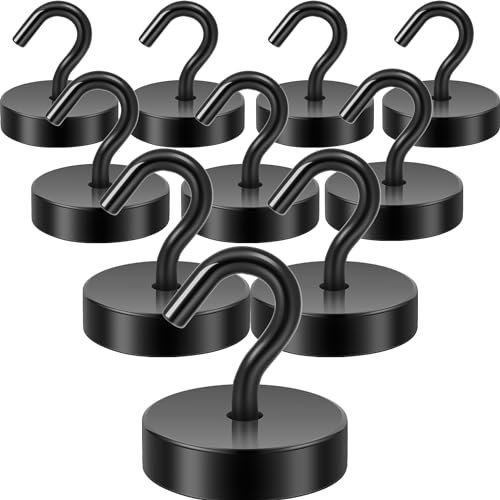 Neosmuk Magnethaken schwarz,30kg Magnet Haken Extra Stark für Spind Organizer,neodym magnete,haken magnetisch sehr stark für werkstatteinrichtung,heckzelt,grill,kleiderhaken