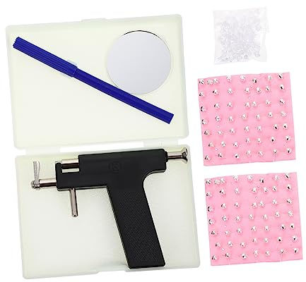 Mikinona 1Uppsättning Öronpiercing Kit i Rostfritt Professionellt Piercingverktyg Näsa Inkluderar Smycken Lämplig för Hemma eller Enkel Användning
