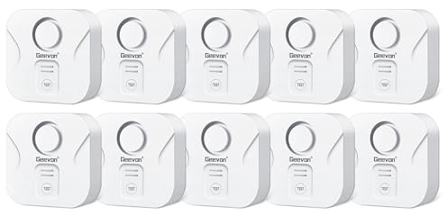 Geevon 10 Pack Water Leak Detectors for Home, 100dB Loud Water Alarm Sensor Leak Detection with Drip Alert for Basements, Laundry Rooms, Kitchen, IP56 Waterproof(Battery Included)