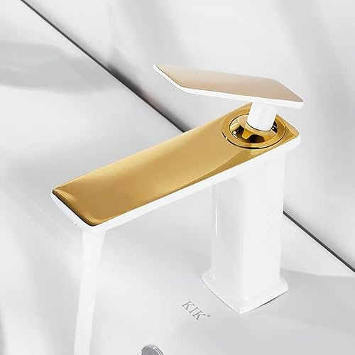 küchenarmaturen Nordic vollkupfer-waschtischarmatur Home Engineering Badezimmer unterbauwaschbecken schwarz- und weißgold-Wasserhahn, Platin