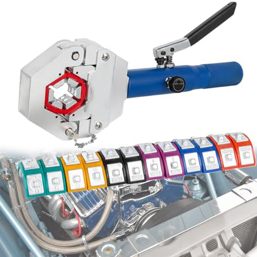 Beachtiful Crimp-Set für Hydraulische Klimaanlagenschläuche, Hand-Crimpwerkzeug-Set mit 7 Aufsteckbaren Matrizen, zur Reparatur von Klimaanlagenschläuchen