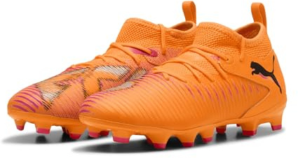 PUMA Botas de fútbol Future 8 Match FG/AG Niños 33, Heat Fire Black Ravish Orange Pink