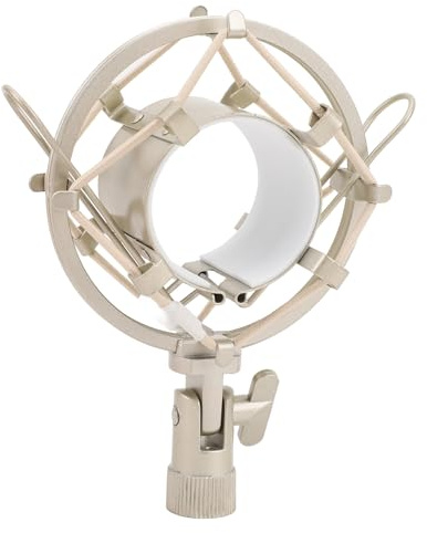 Supporto per microfono, ammortizzatore a ragno regolabile antivibrazioni, supporto per microfono a clip per microfoni a condensatore con diametro da 45 a 50 mm (GOLD)