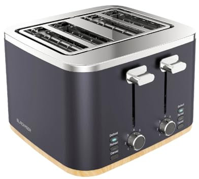 Blackmoor Nordic 4 Slice Toaster/Extra Wide Slots with High Lift and 7 Browning Levels/Defrost/Cancel/Reheat Functions / 1600W (Black)