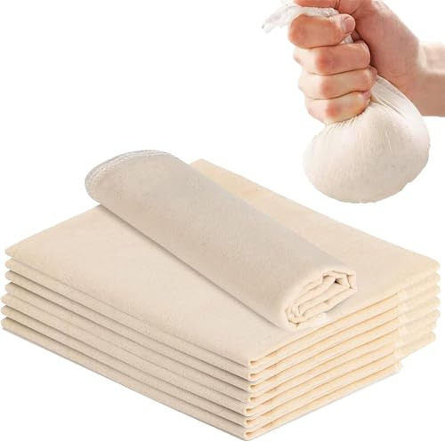 WNXBFO 8PcsMuslin Cloths, Cheesecloth for Straining, Reusable Muslin Cloth for Cooking, Filtering Liquids, Covering Sprouts and Wrapping Tortillas，50 * 50CM
