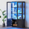 BROTTAR Display Cabinets with 3 Color Lights, 3 Tiers Storage Cabinet Bookcase, Display Case with Magnetic Lock & Buffer Hinge, Living Room Cabinets for Collectibles for Bedroom, Study Room