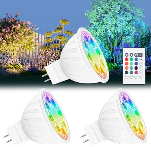 Noobibaba GU5.3 LED Farbwechsel 5W MR16 LED 12V RGBCW 35W Ersatz 3er-Pack | Farbwechsel mit 1 Fernbedienung, RGB+CCT 2700K-6000K, 12V AC/DC GU 5.3 LED Farbwechsel für Schienensystem Einbauleuchten