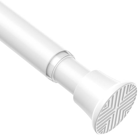 AIZESI Shower Curtain Pole 76-194cm Extendable Curtain Poles No Drilling White Tension Rods For Curtains Telescopic Shower Curtain Rail For Bathroom Bedroom Window Closet