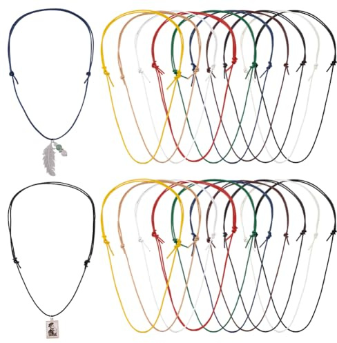 PH PandaHall 20pz 10 Colori Collane in Pelle Regolabile Cordoncino per Collane, 38-77 cm Collana Regolabile con Cordino a Doppio Nodo per La Creazione di Gioielli da Donna Uomo
