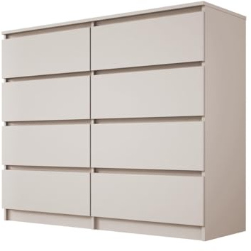 3E 3xE living.com Cassettiera large 8 cassetti – cashmere, 120 x 102 x 39 cm – soluzione elegante per riporre gli oggetti