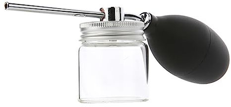WRITWAA Botella Pulverizadora de Polvo Dispensador Profesional para Fibras Capilares Práctico Portapolvo de Vidrio y Silicona para Accesorios de Cabello
