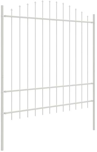 vidaXL Transenne da giardino con punta a arco bianco 3,4m x 1,75m in acciaio rivestito a polvere. Barriera esterna, set di 2 pannelli decorativi per recinzioni, perfetti per confini moderni e giardi