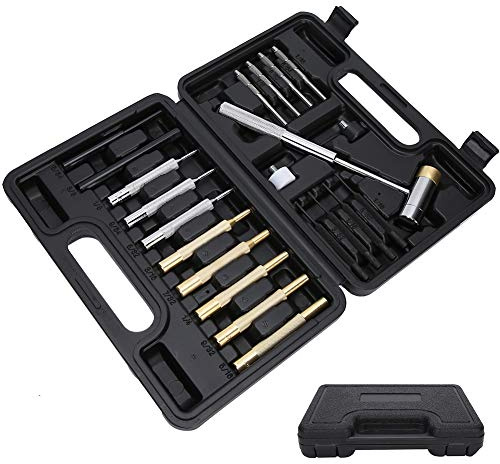 21pcs PU Set Instalación Mecánica Punchos Redondos Kit de Herramientas de Mantenimiento Box PU SetpunchesMeCeManical PU Setstallation PU SetRound PU Setpin Punches Presenta Esmerilado de Doble Cara