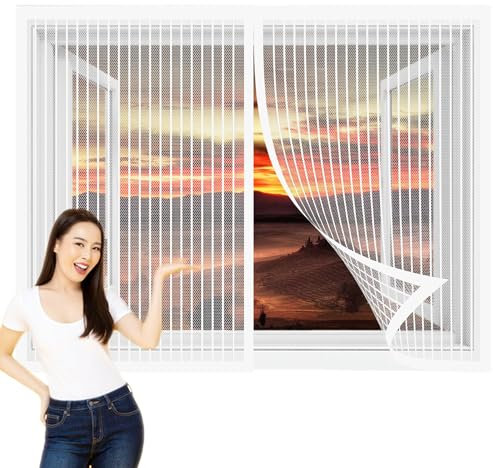Mosquitera Magnetica Ventana 100 x 195 cm sin Taladrar Antimoscas Tela Mosquitera con Imanes Adiós a Los Moscas y Mosquitos para Todas Las Puertas y Ventanas, Blanco