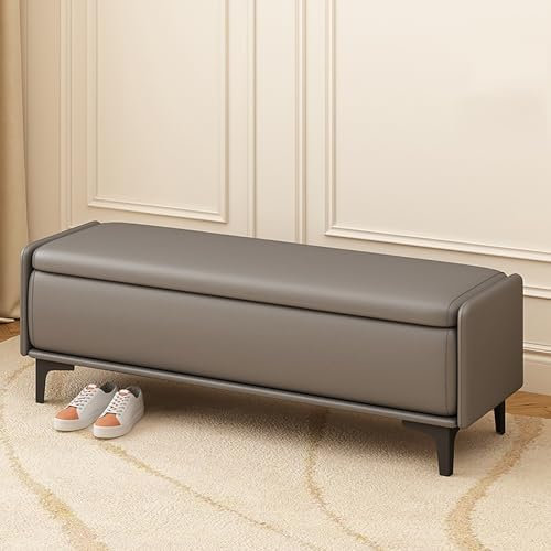Generico Panca Contenitore con Organizer per Scarpe per Ingresso, Seduta Pouf per Letto, corridoio, Camera da Letto e Soggiorno, Elegante Baule portaoggetti (Grigio Scuro, 70x40x40 cm)