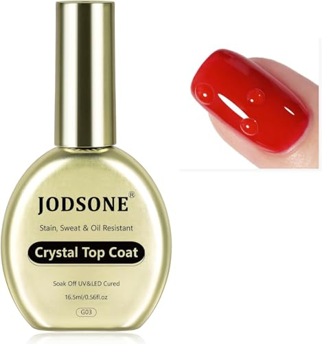 JODSONE Stain-Resistant Gel Top Coat - Vernis à ongles No Wipe Crystal Top Coat - Anti-taches et brillance durable - Pour mains moites ou contact avec l'huile et l'eau - U V Light Need