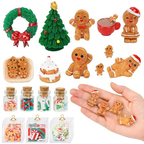 22 Stück Wichtel Zubehör, Lebkuchenmännchen Mini Wichtel Kleidung, Verkleinerte Szene-Zubehörmodelle wichtel Set Weihnachten komplett mit Mini Weihnachtsbaum Lebkuchenmann Weihnachtskranz Kekse