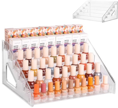 Eulihent 6 Tiers Acrylic Nail Polish Organiser Nail Polish Storage Stand Holder Clear Nail Varnish Display Rack for Lipstick Paint Bottles, Essential Oils, Perfume, Sunglasses, Makeup