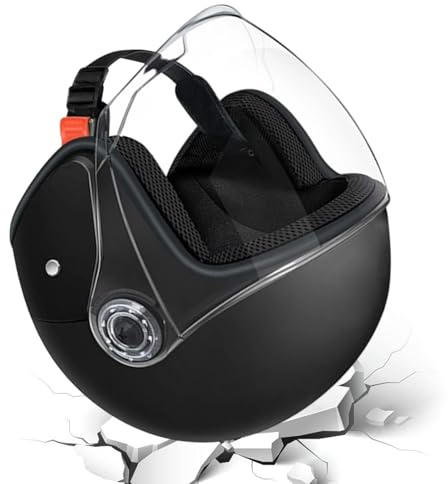 Qoukonao Casco per Motocicletta - Mezzo Casco per Motocicletta | Equipaggiamento Protettivo Traspirante con Visiera per Uomini e Donne - Avventura Pendolari Uomini Donne