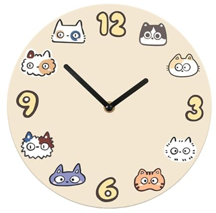 LOVIVER Lustige Katzen-Wanduhr zum Aufhängen, Moderne Kunst-Dekoration, Bauernhaus, leise, dekorative Uhr für Büro, Küche, Innenbereich, Geschenk, 20 cm
